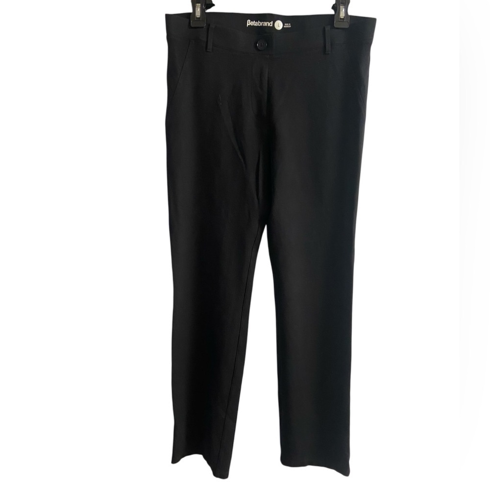 Betabrand black pull on pants trousers straight leg stretch Large